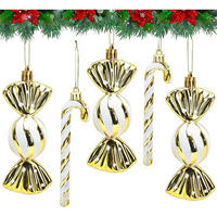 WEIHNACHTSANHÄNGER 18-teiliges Set Zuckerstangen & Kugeln Gold-Weiß - Goldfarben, Kunststoff (5/3/14cm)