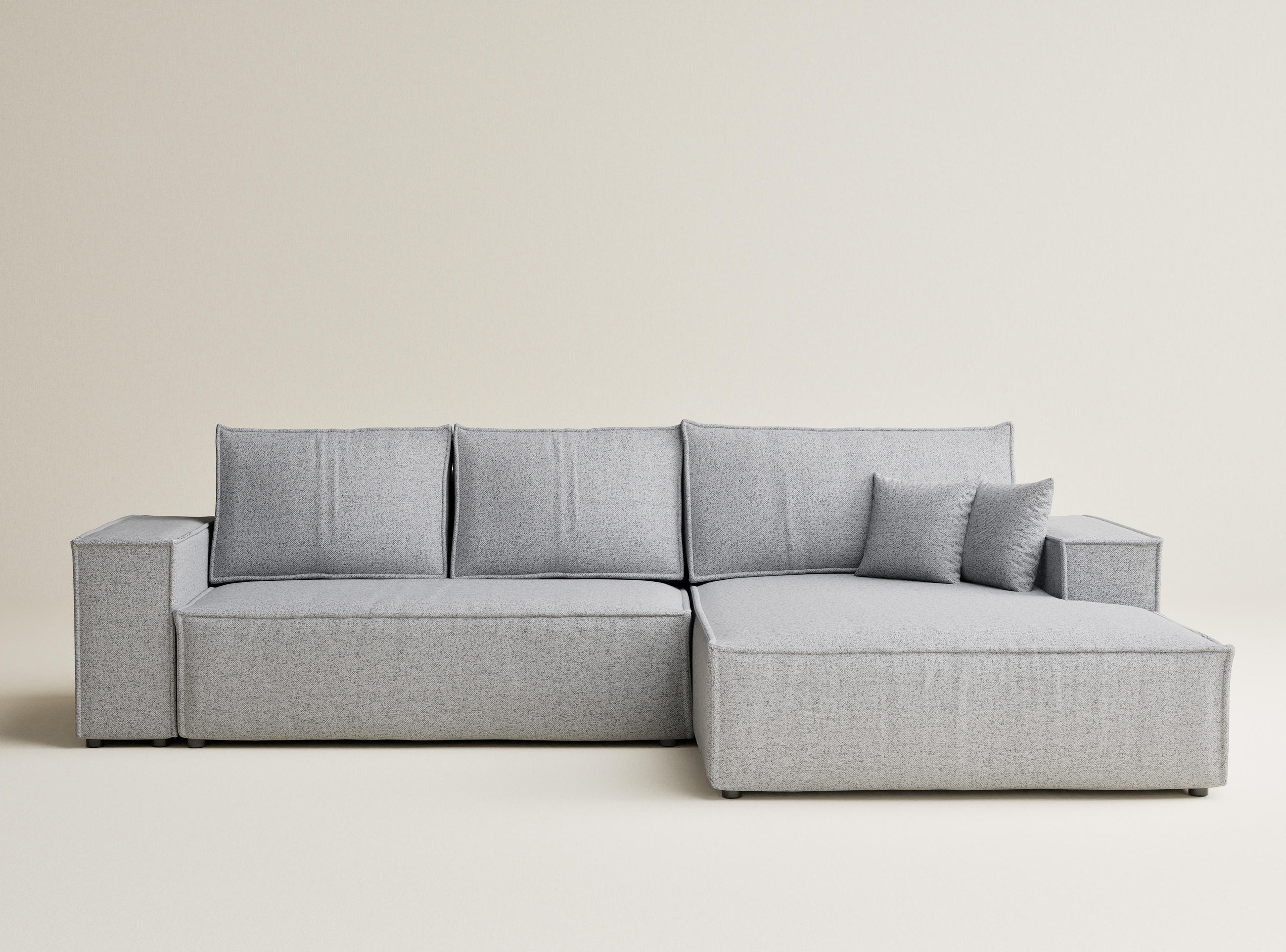 ECKSOFA MIT SCHLAFFUNKTION Maze Hellgrau Webstoff - Hellgrau/Schwarz, Holz/Holzwerkstoff (294/185cm) - Maison de Reve