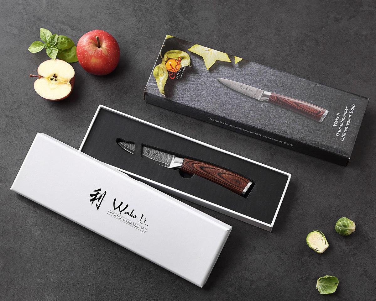 OFFICEMESSER Edib Damast - Braun, Holz/Metall (19cm) - Wakoli