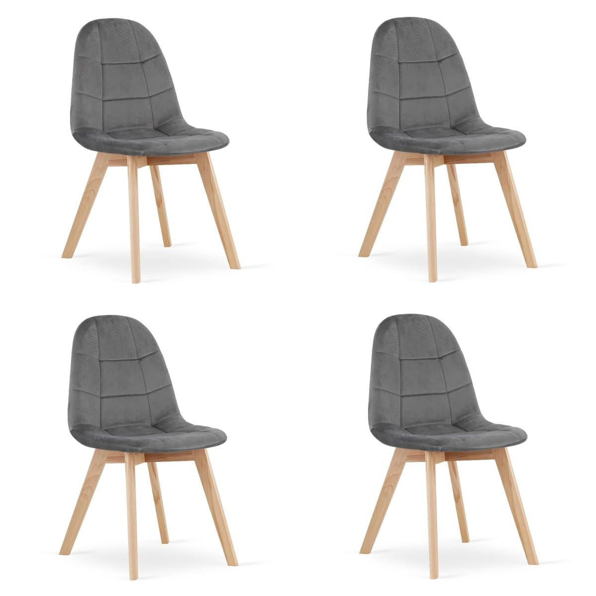 ESSZIMMERSTÜHLE 4er Set Dunkelgrauer Stoff, gepolsterte Rückenlehne, Holzbeine, Modernes Design - Grau, Textil (46/84/56cm) - Best For Home