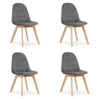 ESSZIMMERSTÜHLE 4er Set Dunkelgrauer Stoff, gepolsterte Rückenlehne, Holzbeine, Modernes Design - Grau, Textil (46/84/56cm) - Best For Home