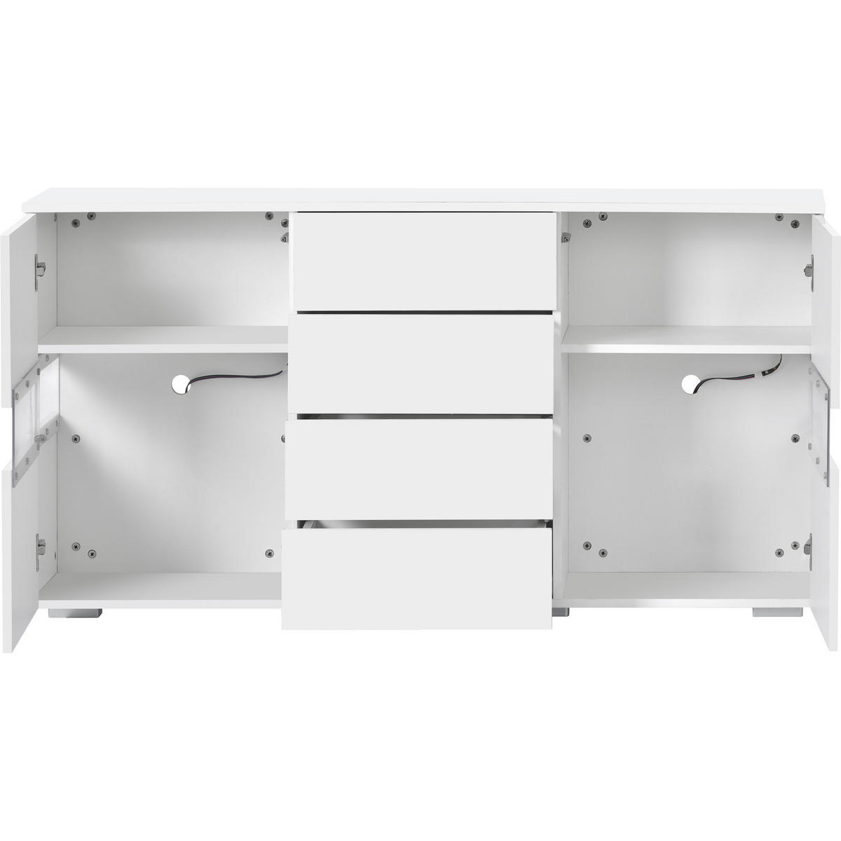 SIDEBOARD, LED, Hochglanz, Weiß - Weiß, Holzwerkstoff (35/72/145cm) - FLIEKS