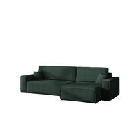 ECKSOFA Mit Schlaffunktion Und Bettkasten, Eckcouch BEST XL Stoff Poso Dicker Cord Grün Rechts - Schwarz/Grün, Holz/Kunststoff (274/142cm) - Kaiser Möbel