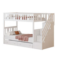 ETAGENBETT 90x200 Weiß Massivholz Treppe Schubladen - Weiß, Holz (90/200cm) - FLIEKS