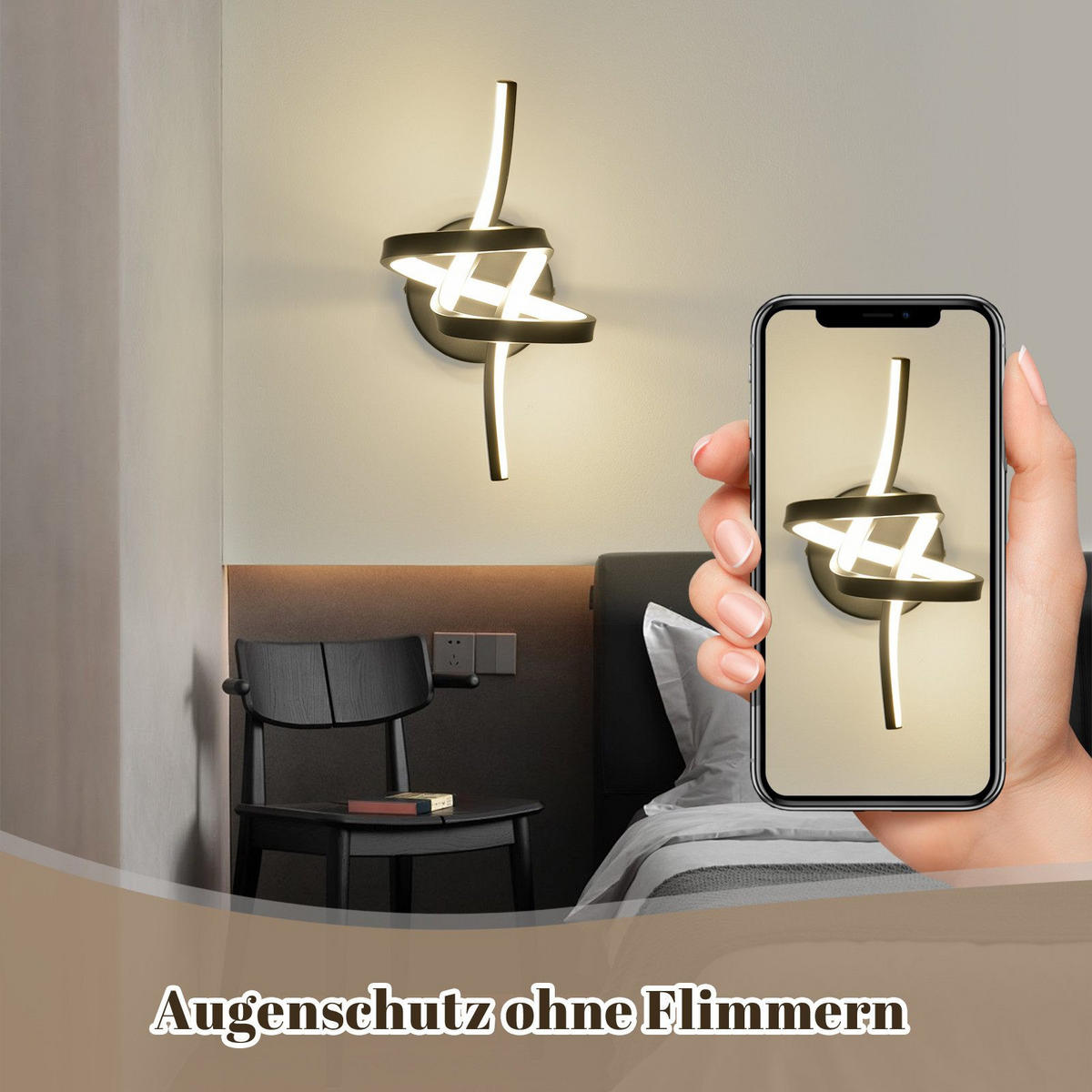 LED nástěnné světlo Yawn 31/17/19,5 cm - černá, kov (17/19.5/31cm) - Nettlife
