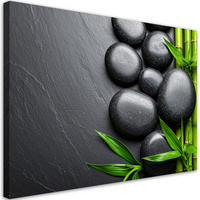 LEINWANDBILD Zen-Steine Bambus 90x60cm - Grau, Textil (90/60cm) - Feeby