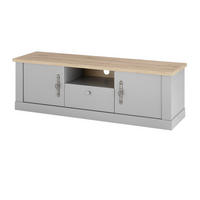 TV-LOWBOARD grau, Artisan Eiche Landhaus 155 cm, TV Unterteil mit viel Stauraum - Silberfarben/Hellgrau, Holzwerkstoff/Metall (155/48/44cm) - Furn.Design