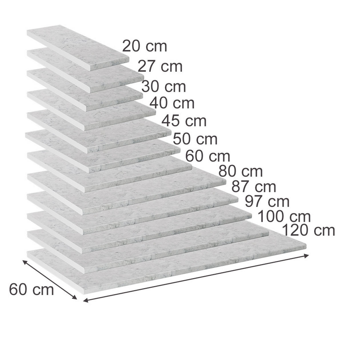 KUCHYŇSKÁ PRACOVNÍ DESKA R-Line Bílá/mramor - bílá/vysoce lesklá bílá, kompozitní dřevo (60/2.8/60cm) - Vicco