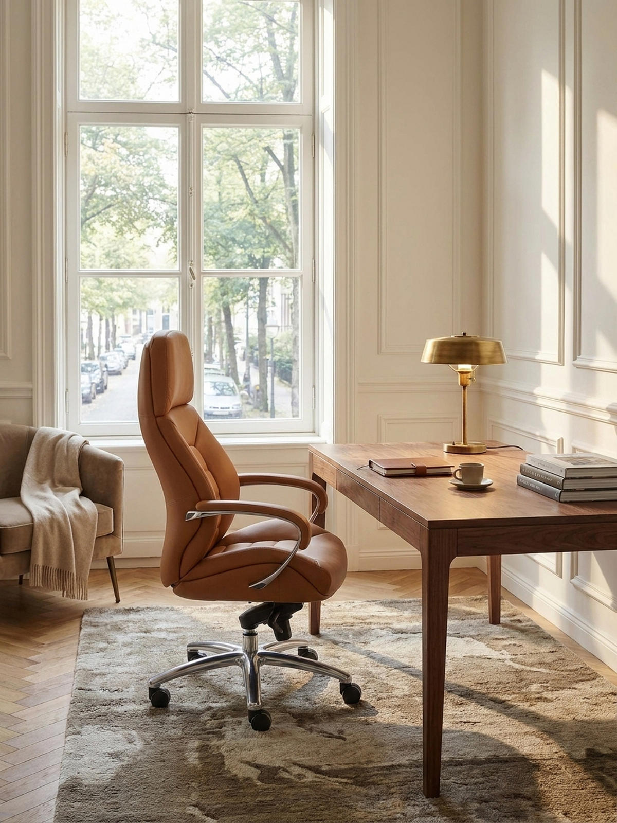 CHEFSESSEL Leder mit Multiblockwippmechanik bis 120 kg MIRON, Beige 67x67x137 cm - Beige/Silberfarben, Leder/Metall (67/137/67cm) - KADIMA DESIGN