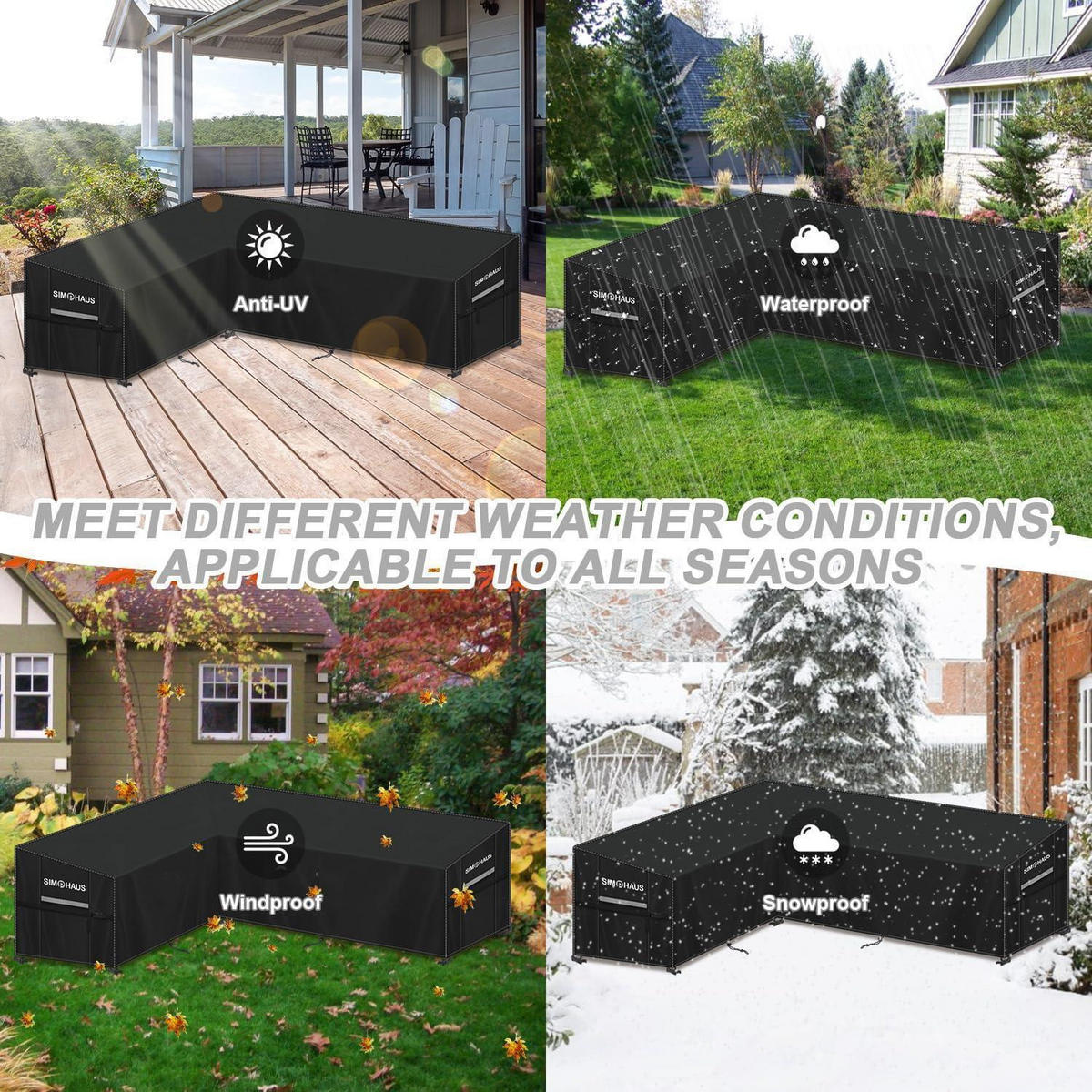 SCHUTZHÜLLE für Loungemöbel L-Form 180 x 240 x 90 cm - Schwarz, Kunststoff (1/1/1cm)