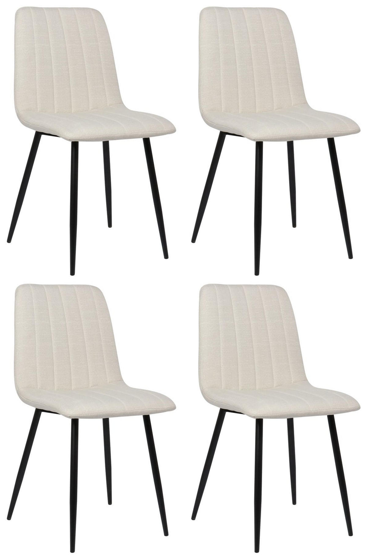 STÜHLE 4er-Set LENZ Stoff 88x45x53 cm creme Metall - Creme, Metall (45/88/53cm) - DELUKE