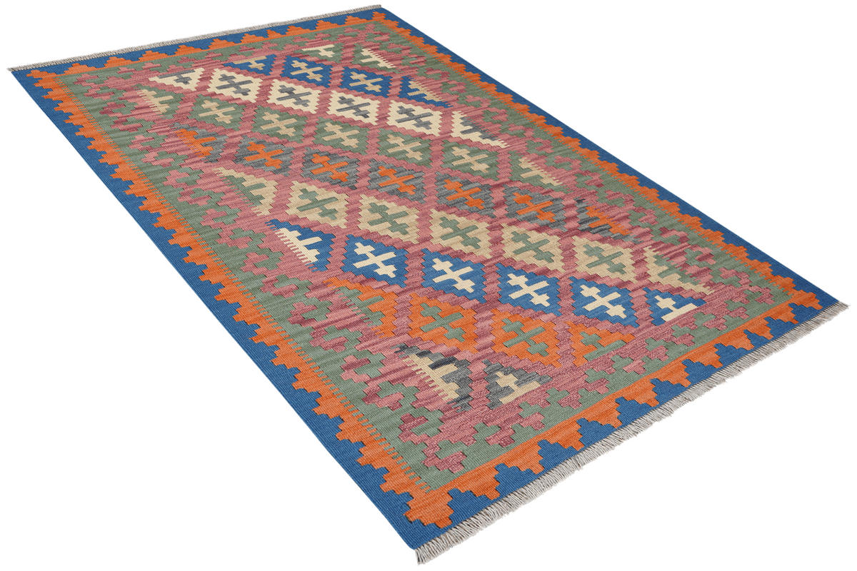 KELIM-TEPPICH handgewebt Gashgai Rosa 179/124 cm Schurwolle - Pink, Textil (124/179cm) - Looma