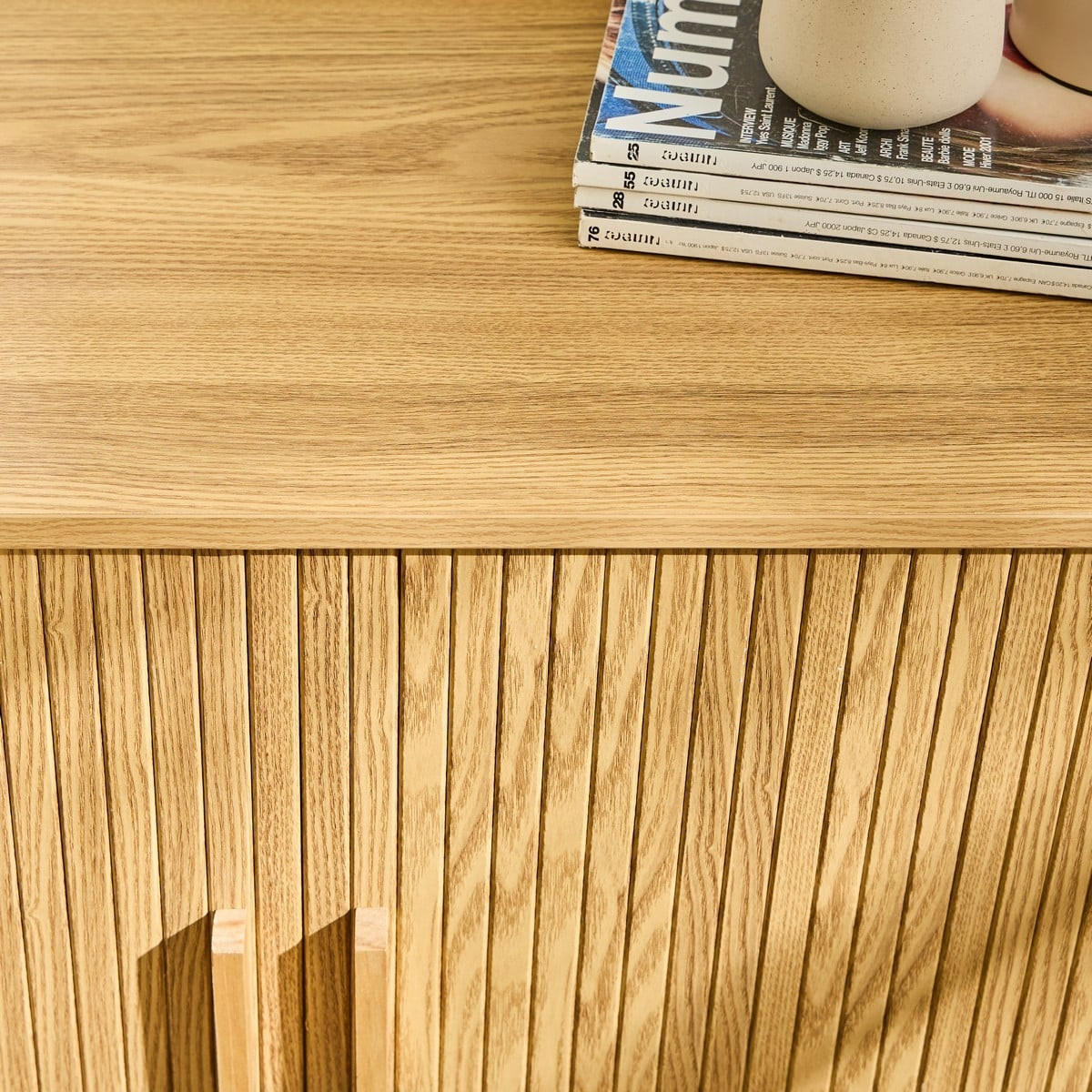 VINTAGE Sideboard Holzdekor 2 Schiebetüren - L110cm - Eichefarben, Holzwerkstoff (39/75/110cm) - Calicosy