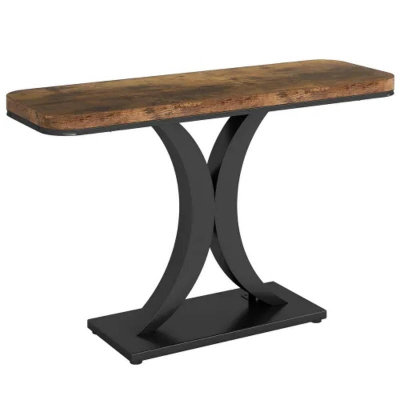 KONSOLENTISCH Schwarz-Braun 100/29.50/82.50 cm - Schwarz, Metall (29.5/100/82.5cm) - PANGIVO