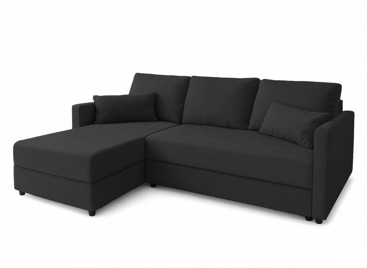 ECKSOFA L Form Dolceo Nachtschwarz 226/140/78 cm – Schlaffunktion Universell Rechts Links - Wengefarben/Schwarz, Kunststoff/Textil (226/140cm) - AX Living