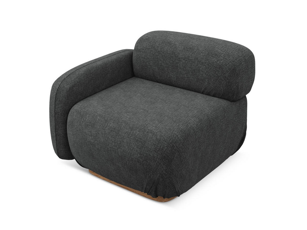 SOFAELEMENT Links Chenille Stoff Grau - Dunkelgrau/Braun, Holz/Textil (95/73/95cm) - Makamii