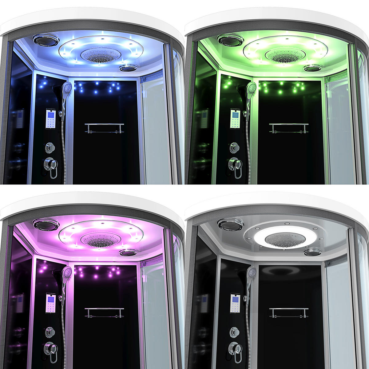 WHIRLPOOL Wanne Duschkabine sw K55-L31-WP-EC 170x1 - Schwarz, Glas/Kunststoff (98/220/170cm) - AcquaVapore by Sandra Jentho