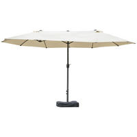 SONNENSCHIRM, Gartenschirm, Marktschirm, Doppelsonnenschirm, Terrassenschirm, Cremeweiß, Oval - Creme, Metall (270/460cm) - Outsunny