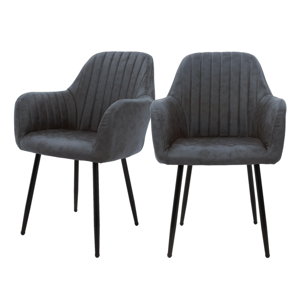 STUHL Kunstleder anthrazit - Anthrazit, Metall (60/84/58cm) - ML-DESIGN
