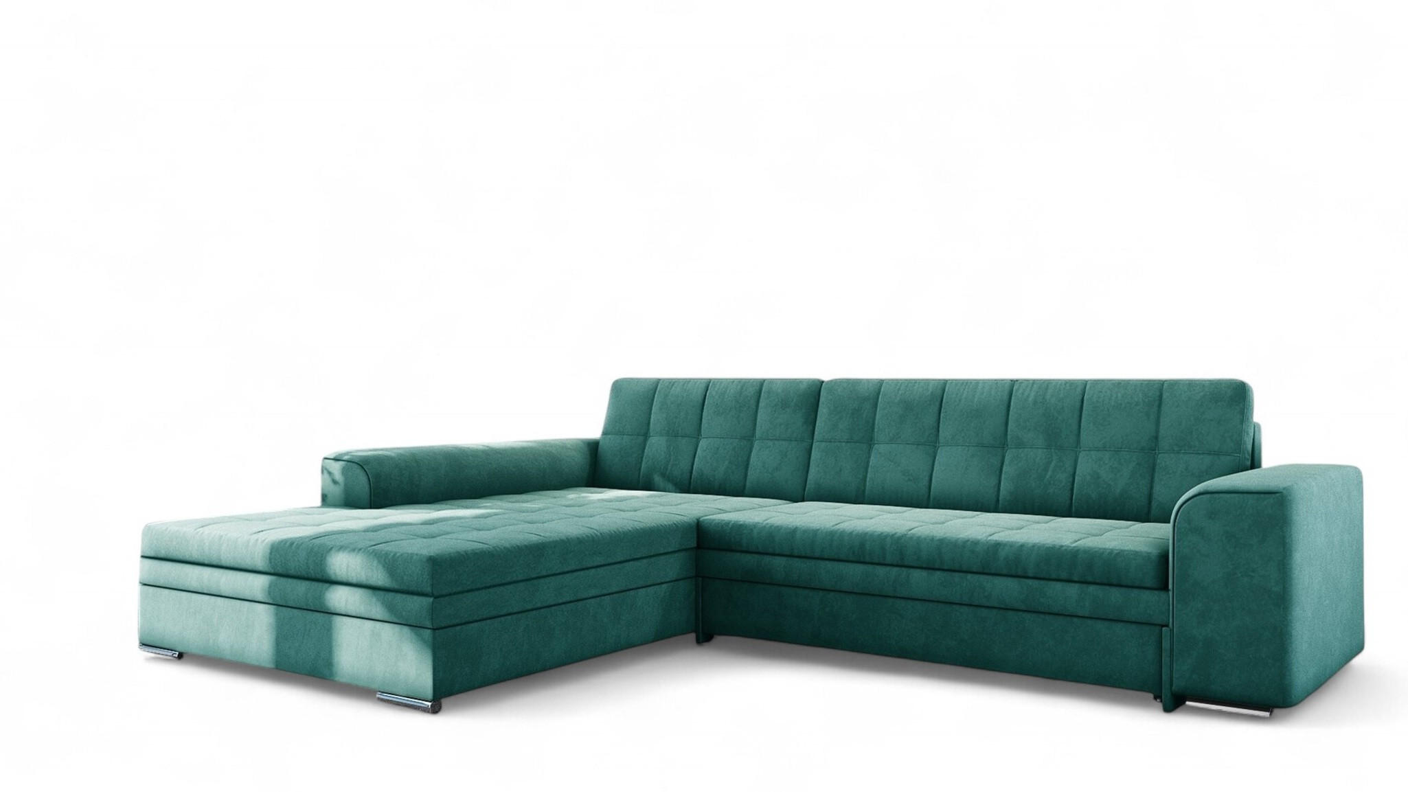ECKSOFA Lusaka Mit Schlaffunktion - Smaragdgrün, Holzwerkstoff/Textil (292/198cm) - Fun Möbel