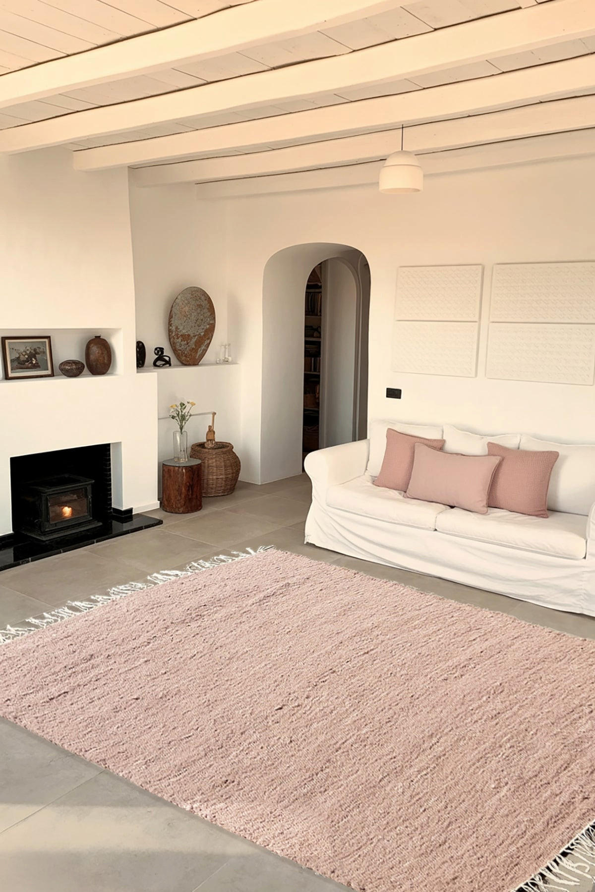 TEPPICH aus recycelter Baumwolle handgewebt rosa - Pink, Naturmaterialien (120/170cm) - AFK Living