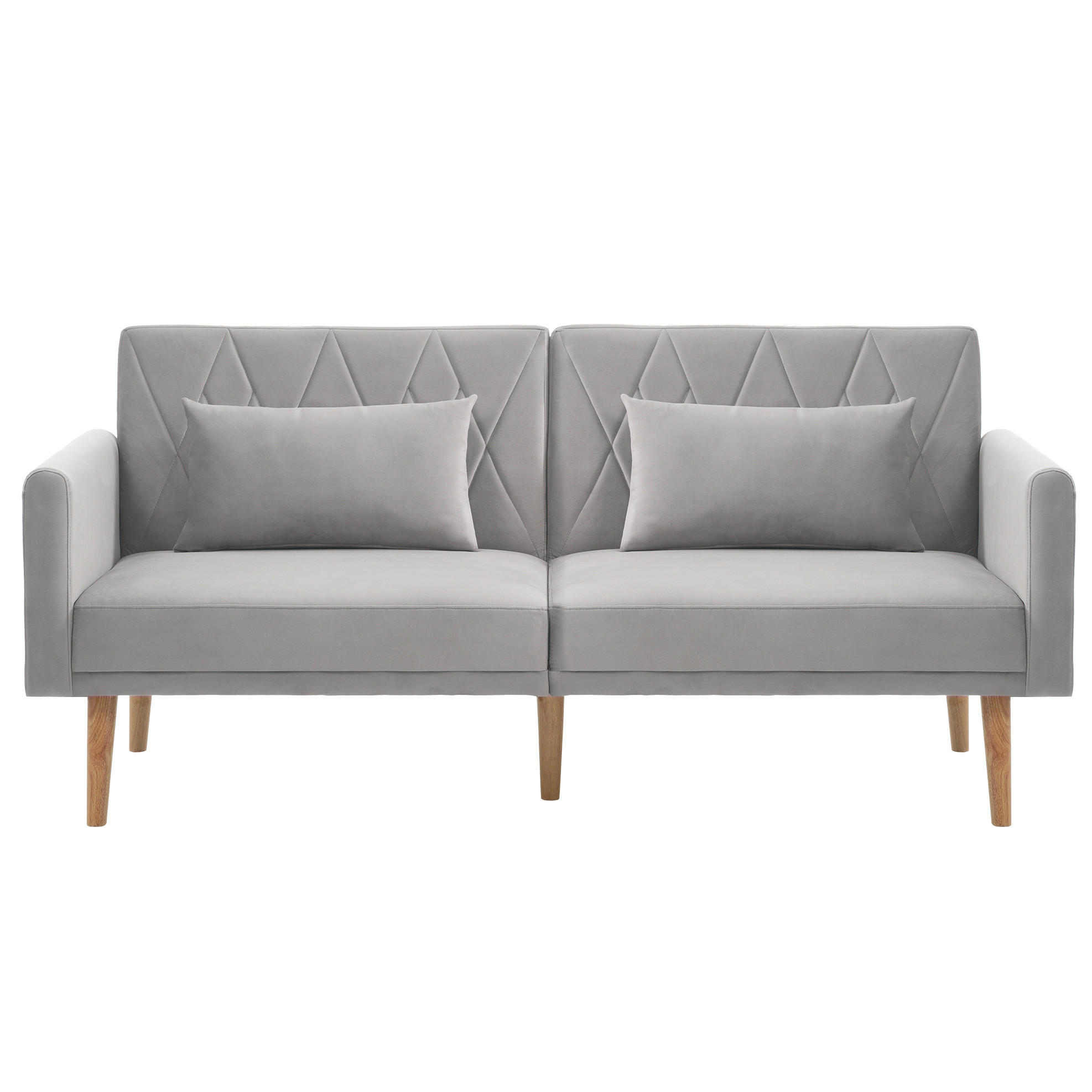 SCHLAFSOFA Zweisitzer mit verstellbaren Rückenlehnen aus Samt Grau 180/75/82 cm - Grau, Textil (180/82/75cm) - OKWISH