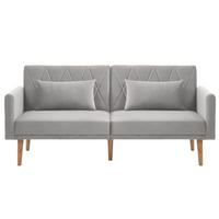 SCHLAFSOFA Zweisitzer mit verstellbaren Rückenlehnen aus Samt Grau 180/75/82 cm - Grau, Textil (180/82/75cm) - OKWISH