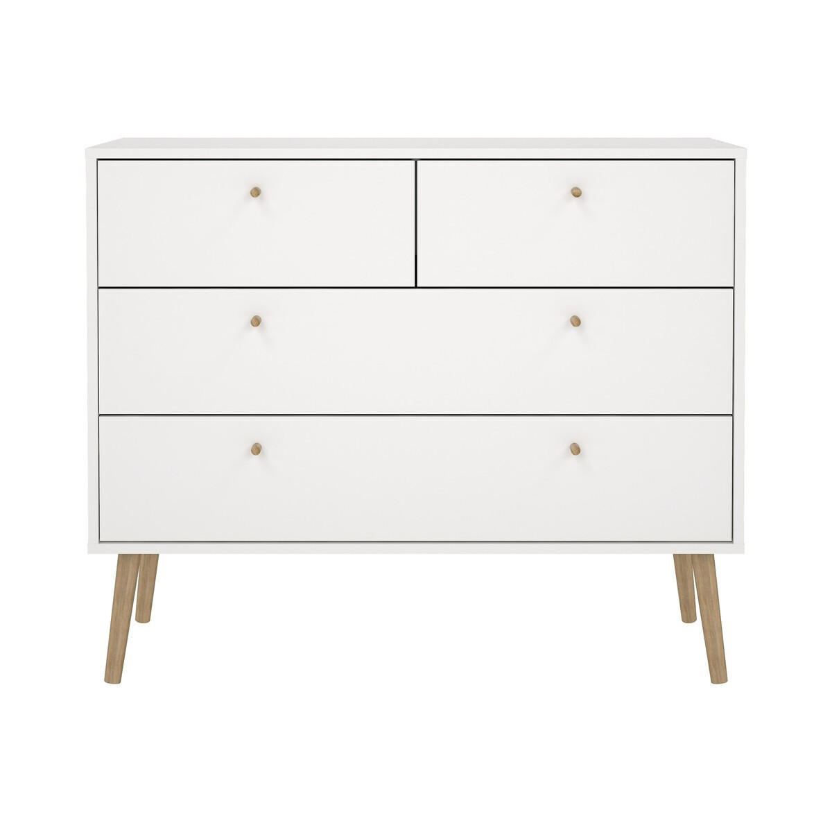 KOMMODE mit 4 Schubladen und Holzfüßen tarp 98,7/39,1/81,7 cm - Weiß, Holzwerkstoff (39.1/81.7/98.7cm) - Calicosy