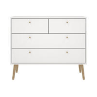 KOMMODE mit 4 Schubladen und Holzfüßen tarp 98,7/39,1/81,7 cm - Weiß, Holzwerkstoff (39.1/81.7/98.7cm) - Calicosy
