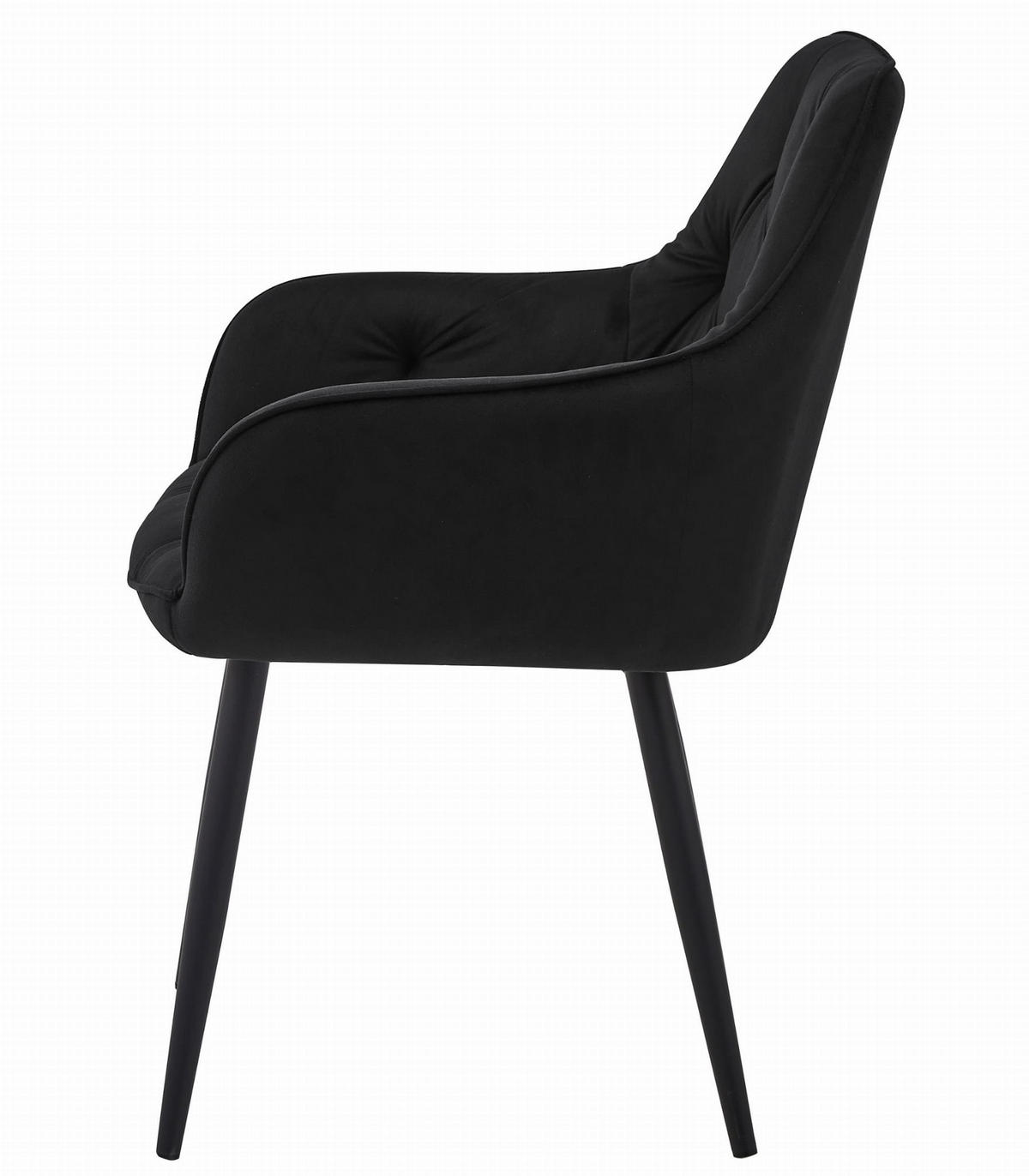 STUHL IRGOLI 6-er Set, Schwarz, Schwarz, mit Samtstoff gepolstert - Schwarz, Textil/Metall (56/84/62cm) - Komodee