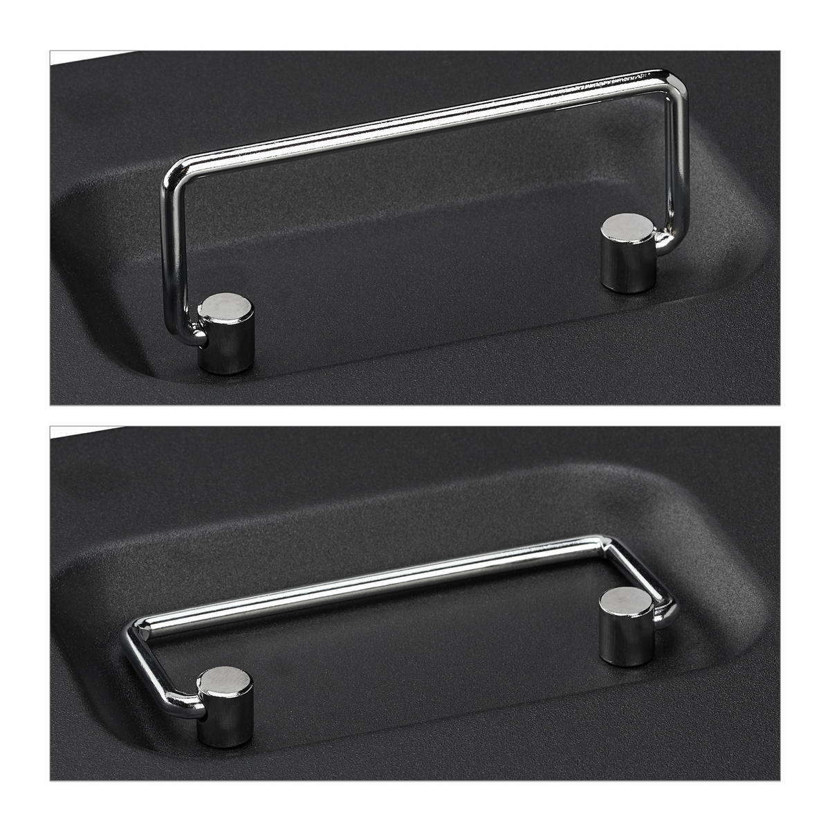 POKLADŇA - čierna, kov/plast (20/8.5/17cm) - Relaxdays