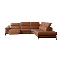 ECKSOFA Texas Echtleder mit 1 x Relaxfunktion Cognacbraun - Cognac, Leder/Metall (238/274cm)