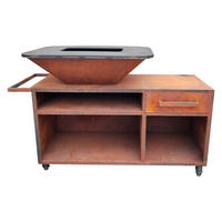 HOLZKOHLEGRILL Feuerschale Braun inkl. Schutzhülle - Braun, Metall (160/100/80cm) - Purline