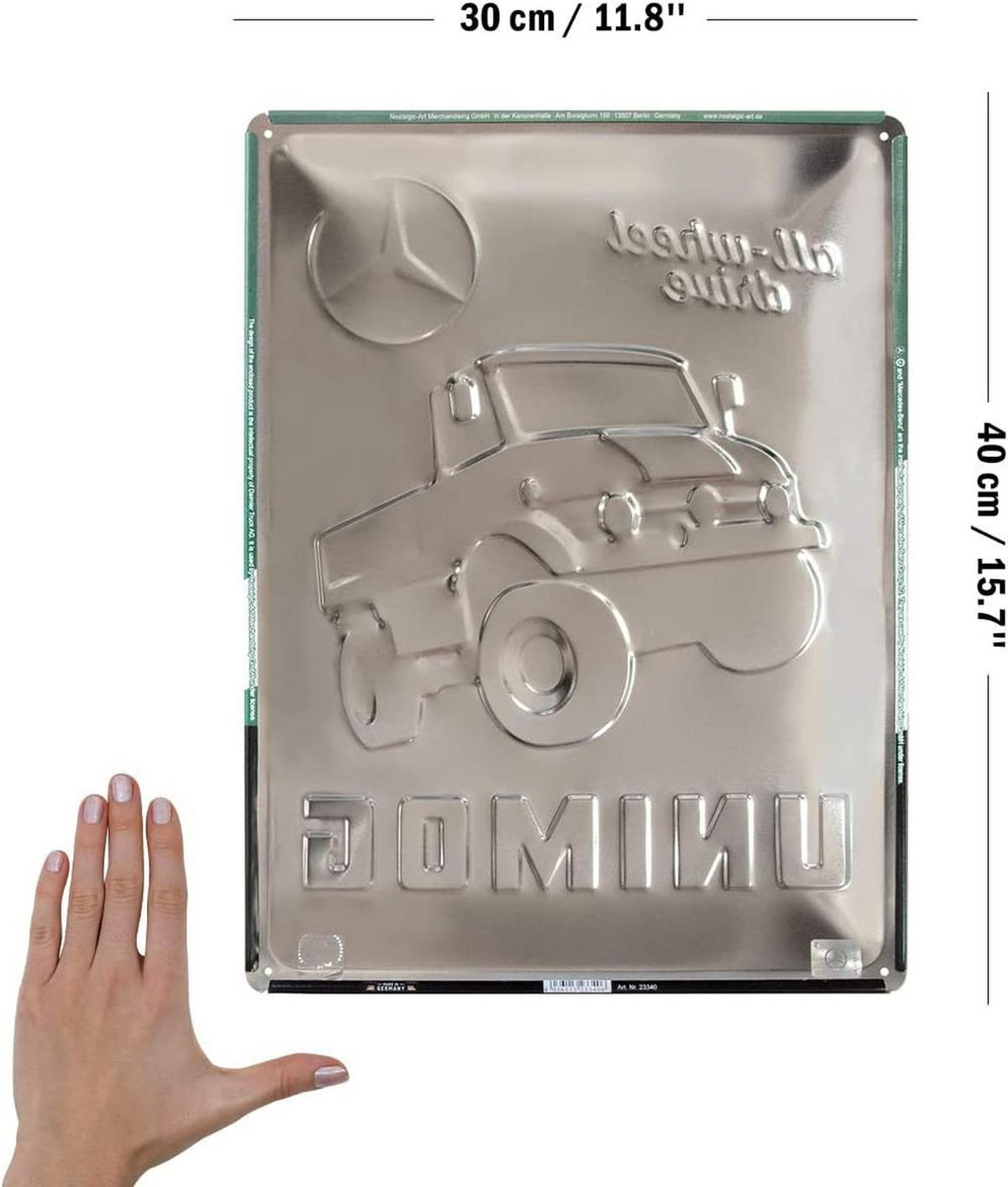 BLECHSCHILD 30/40 cm Daimler Truck Unimog - Multicolor, Metall (30/40/0.2cm) - Nostalgic-Art
