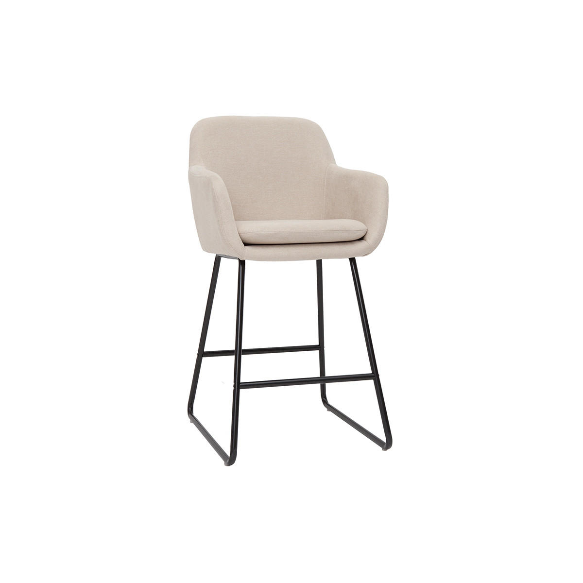 BARHOCKER Stoff Beige Samteffekt H65 2er-Set AMIKA - Beige, Textil (55/96/53cm) - Miliboo