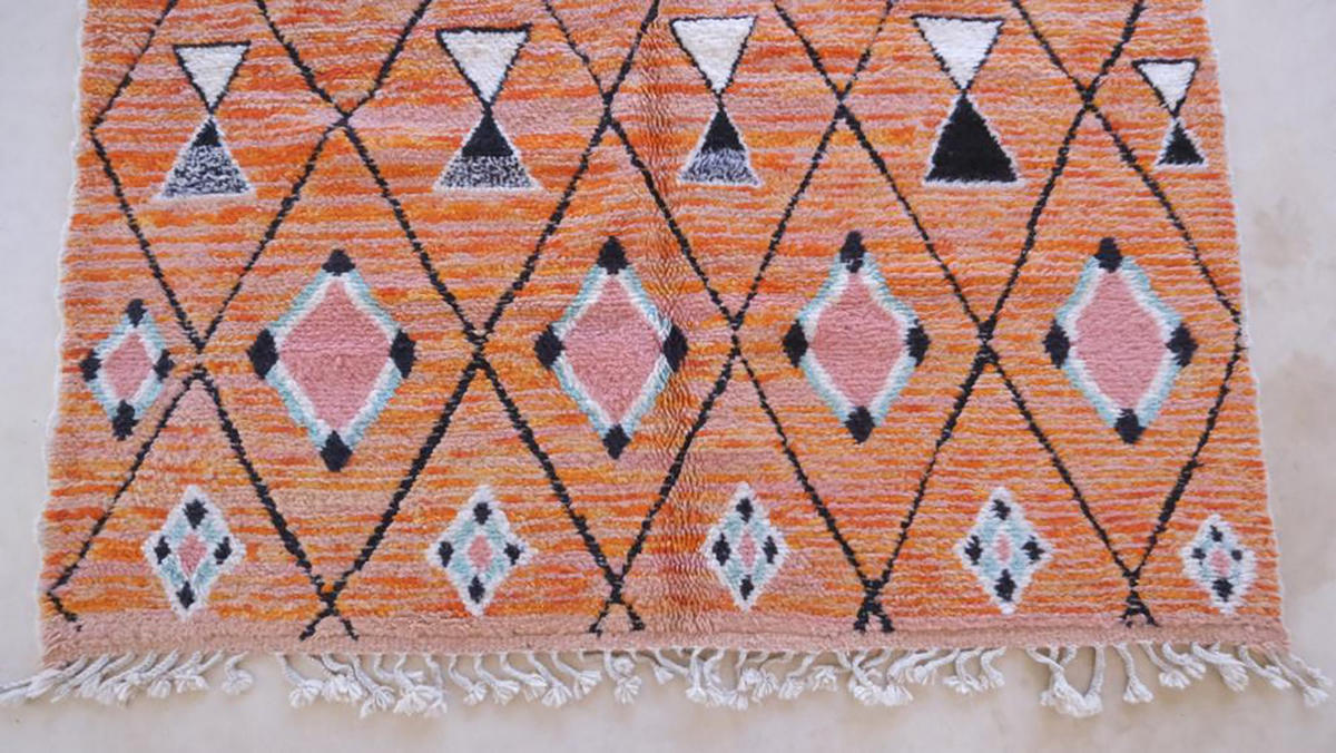 BERBERTEPPICH aus Marokko modern aus Wolle orange - Orange, Naturmaterialien (221/293cm) - AFK Living