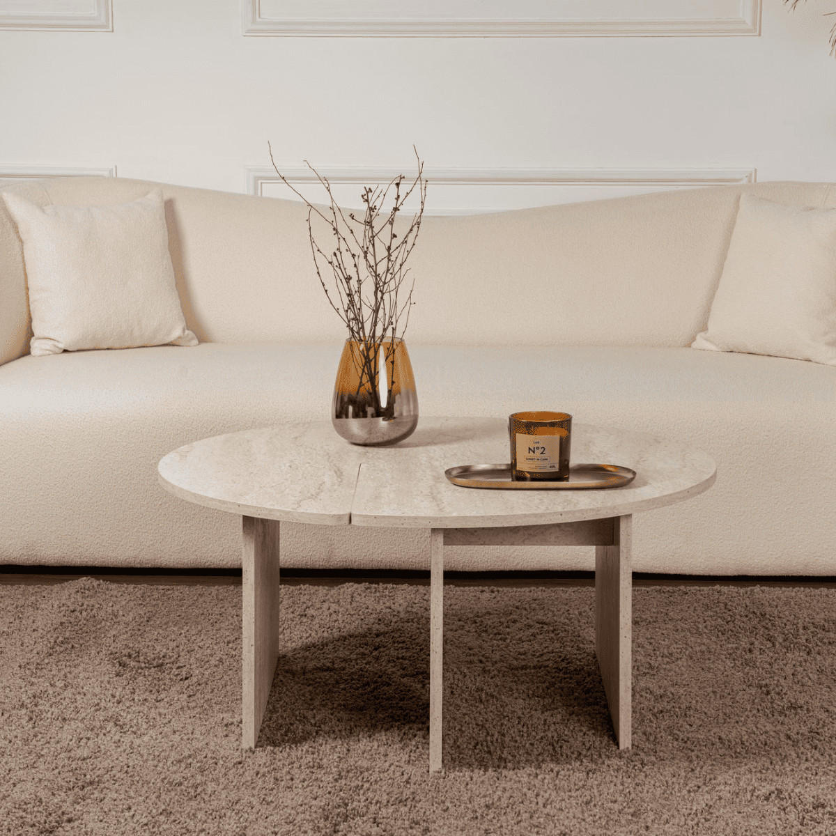 COUCHTISCH (2er-Set) moira 90/90/41 cm - Beige, Holzwerkstoff (90/90/41cm) - Calicosy