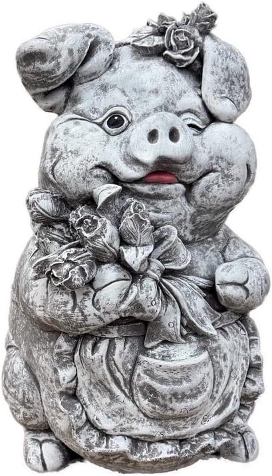 STEINFIGUR Schwein Gundel frostfest massiver Steinguss - Grau, Stein (24/40/27cm) - stoneandstyle