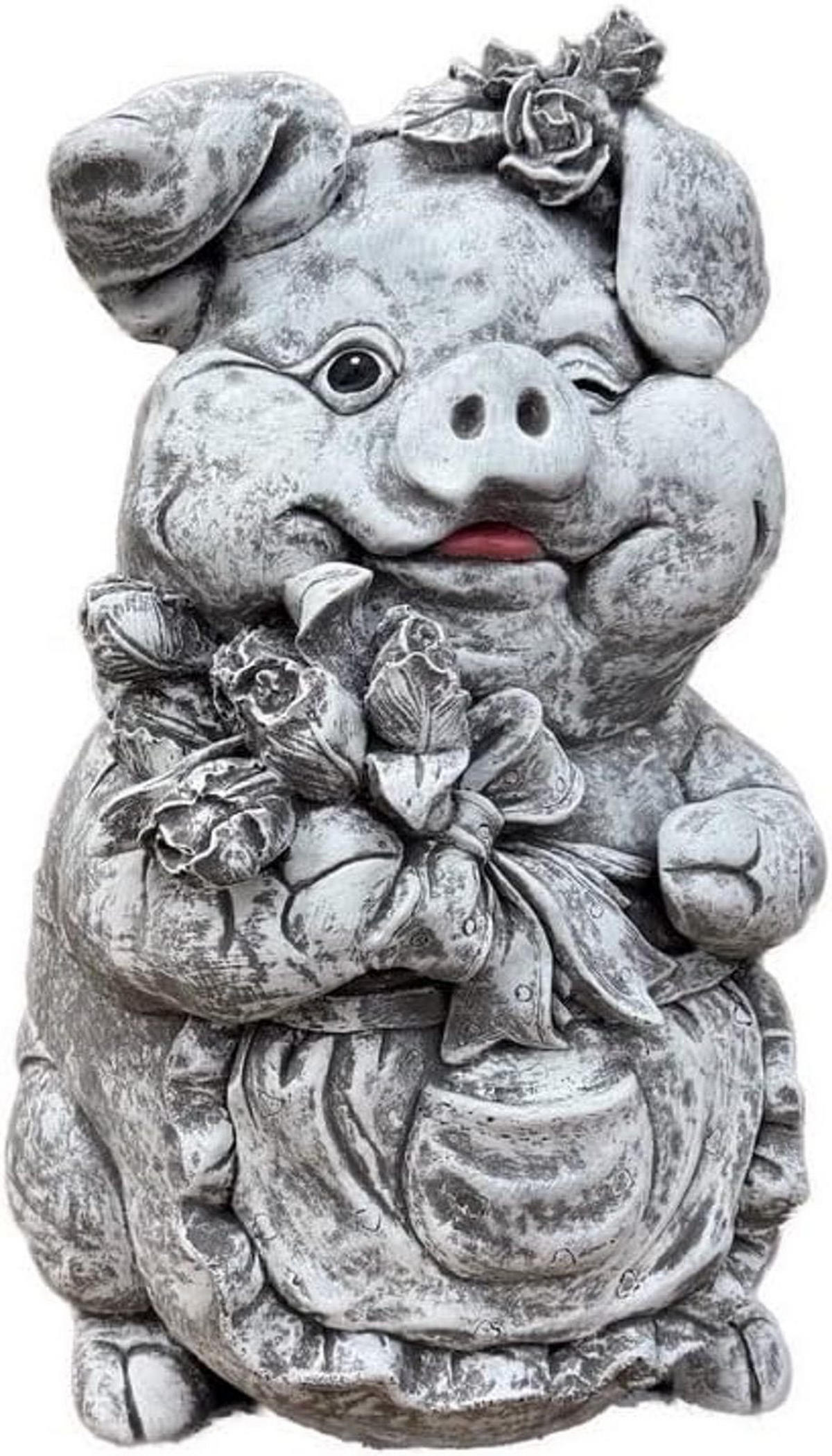 STEINFIGUR Schwein Gundel frostfest massiver Steinguss - Grau, Stein (24/40/27cm) - stoneandstyle