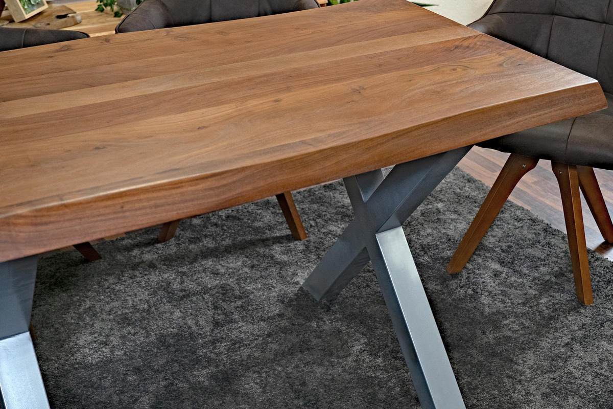 ESSTISCH CALI - Silberfarben/Braun, Holz/Metall (85/160/77cm) - SAM