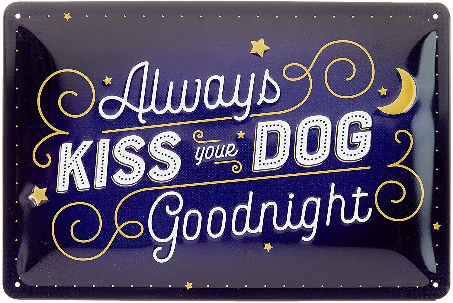 BLECHSCHILD 20/30 cm PfotenSchild Kiss Your Dog - Multicolor, Metall (30/20/0.2cm) - Nostalgic-Art