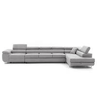 ECKSOFA WILD XXL Rechts mit Schlaffunktion 125x240 Velours Hellgrau - Silberfarben/Hellgrau, Holz/Textil (200/400cm) - Muffo