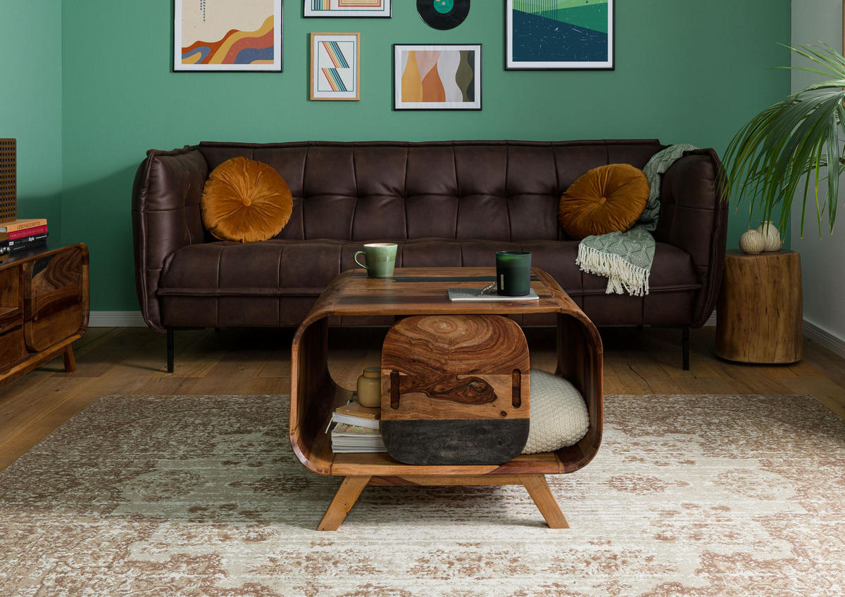 COUCHTISCH Sheesham 70x70x50 dunkelbraun lackiert MAILAND #233 - Dunkelbraun, Holz (70/70/50cm) - Massivmoebel24