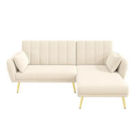 SOFA L-Form Klappsofa Schlaffunktion Zusatzecke Modern Gästezimmer Heimkino - Beige, Holz (110.49/70.99cm) - FLIEKS
