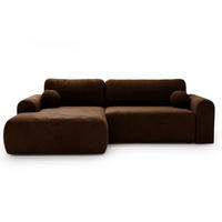 ECKSOFA Savana Dunkelbraun Links - Dunkelbraun, Holz/Textil (257/177cm) - Graingold