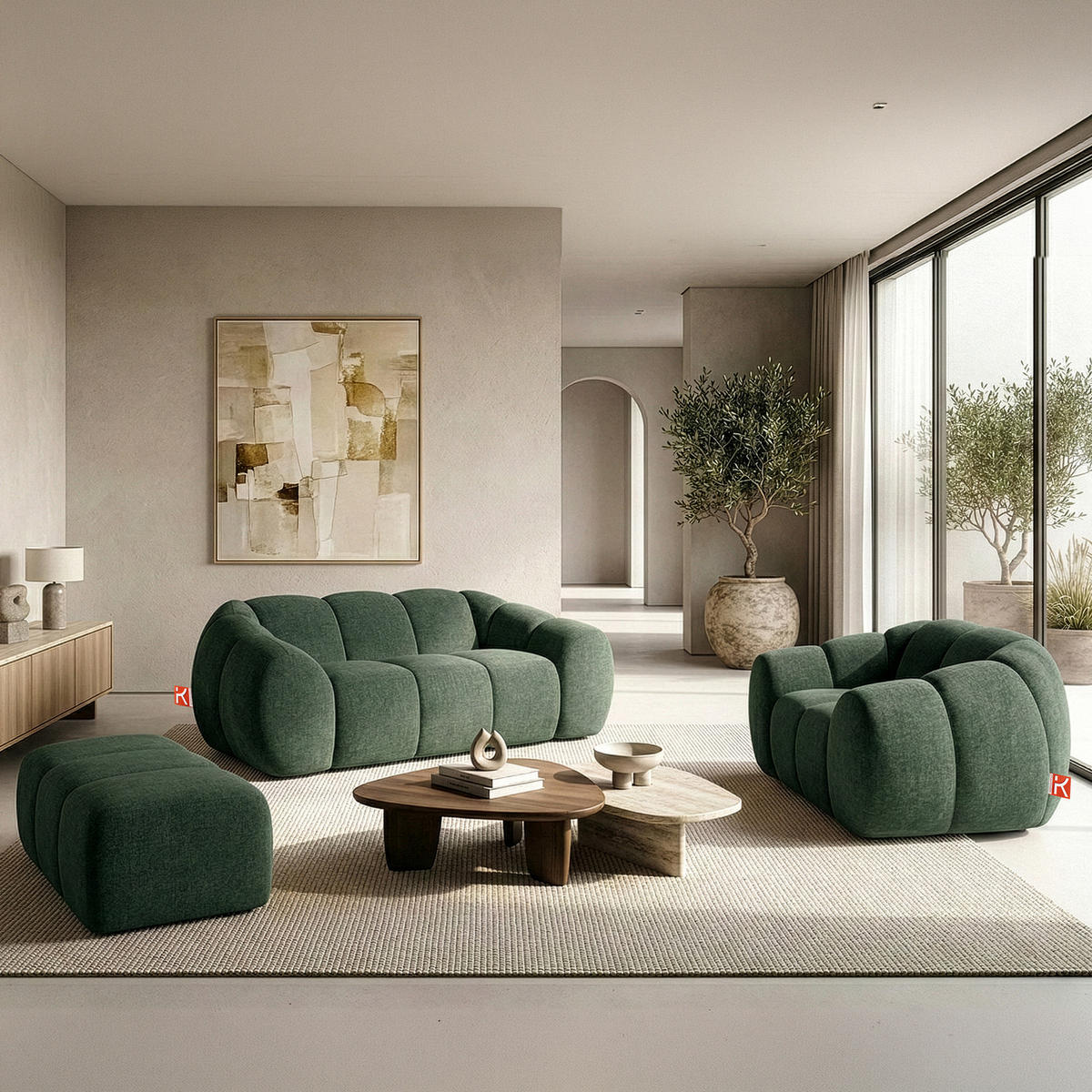 2-SITZER SOFA FLAVA, Dunkelgrün - Dunkelgrün, Holz/Holzwerkstoff (200/76/100cm) - KONSIMO®