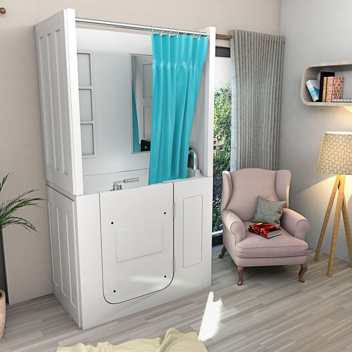 SENIORENDUSCHE S08D-B-R Weiß - Weiß, Glas/Kunststoff (110/68/205cm) - AcquaVapore by Sandra Jentho