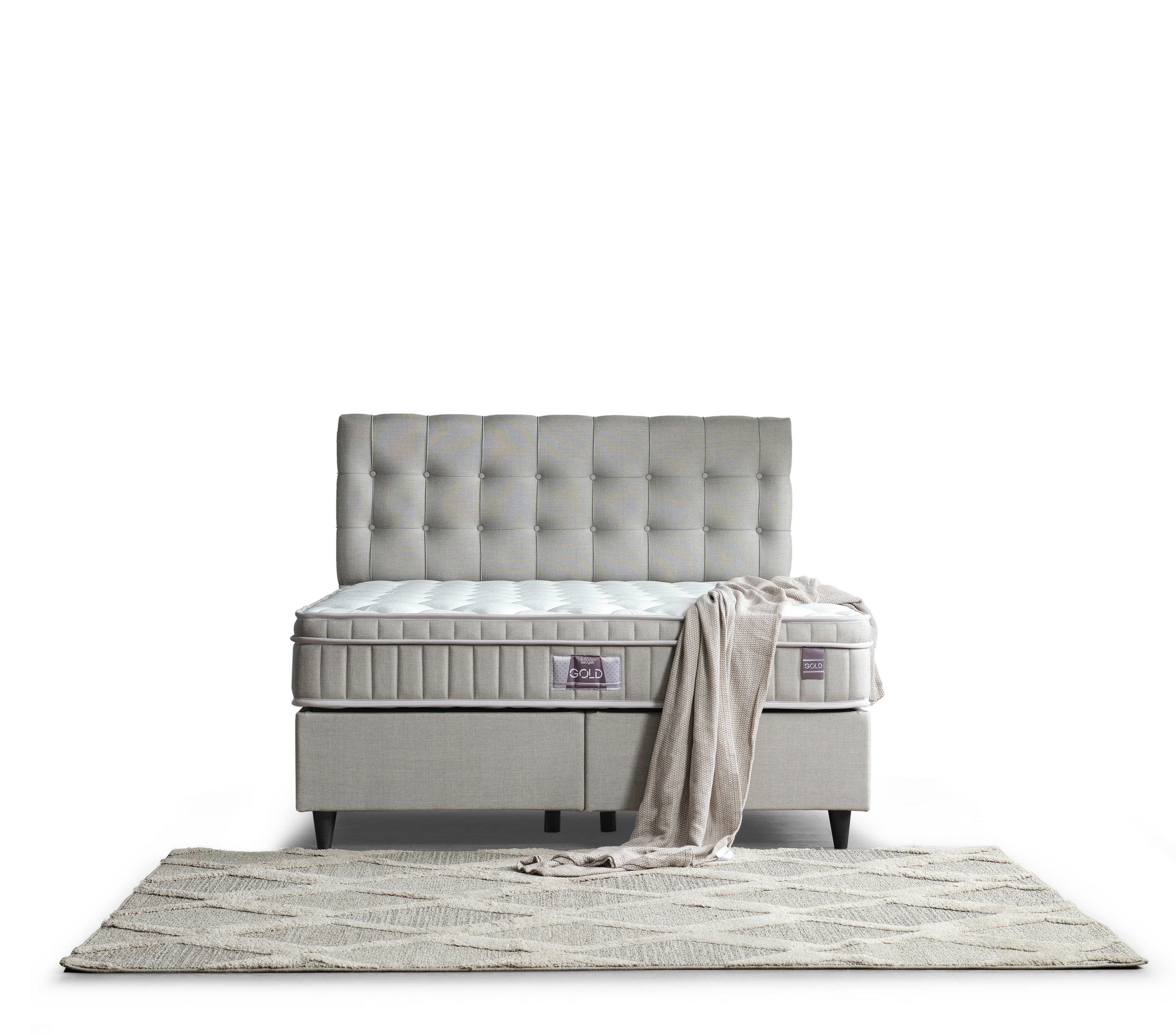 POLSTERBETT-SET Chester 180x200 Grau - Bett inkl. Matratze - Grau, Metall (180/200cm) - Villa Möbel