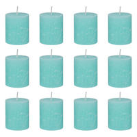 STUMPENKERZE (12er-Set) Rustic Ø6,8 x 13 cm - Türkis, Paraffin (7/8/7cm) - Butlers