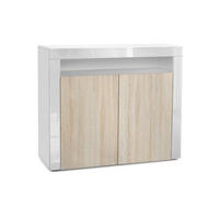 KOMMODE Valencia Eiche sägerau / Weiß Hochglanz - Eiche San Remo, Holzwerkstoff (108/92/40cm) - Vladon